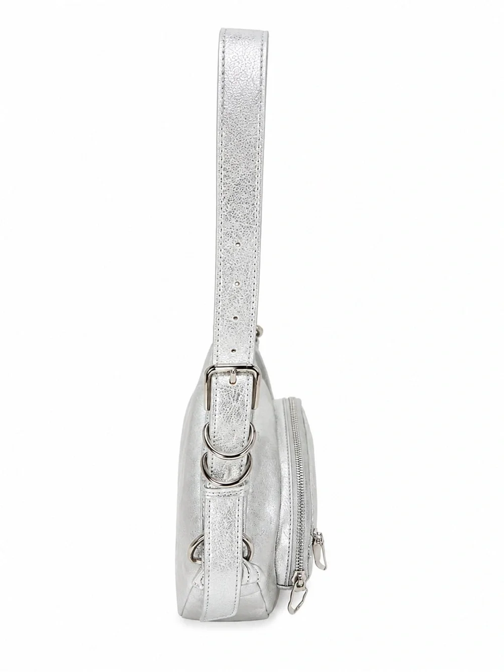 Madden Girl Small Silver Metallic Y2K Shoulder Mini Hobo Bag New